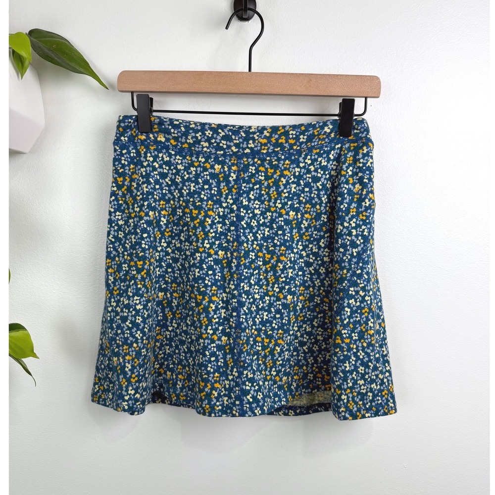 Toad&Co Seleena Skort Skirt Blue Floral Organic Cotton Tencel XS Outdoors Shorts